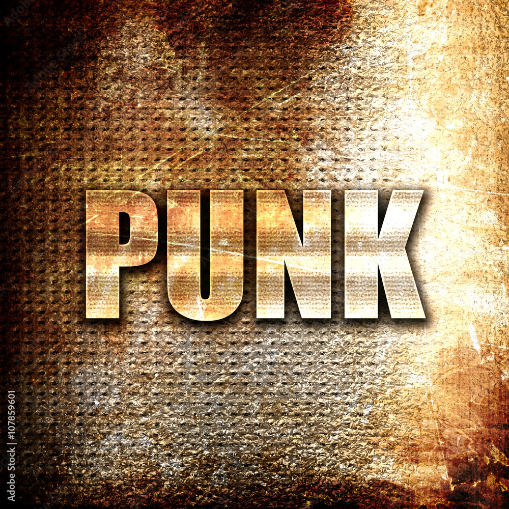 punk, written on vintage metal texture