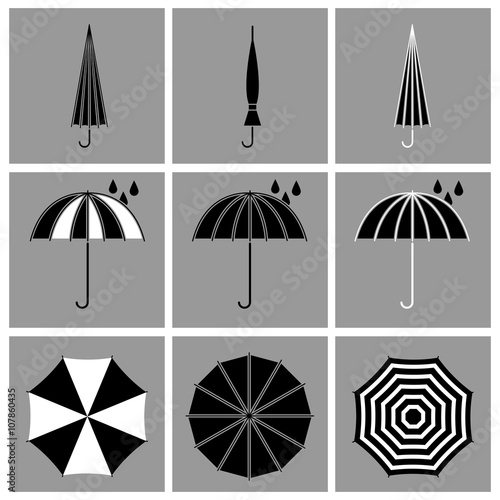 Umbrella black vector icons