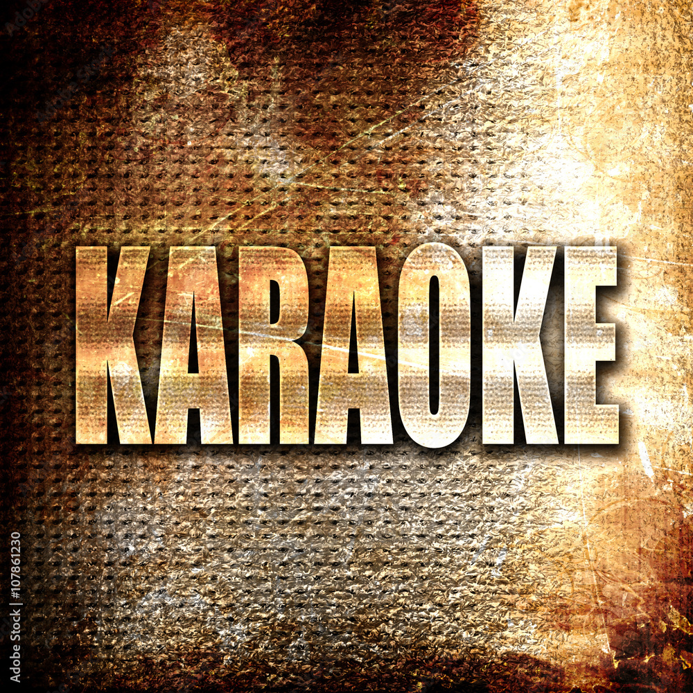 karaoke, written on vintage metal texture