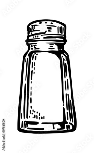 Salt shaker. Vintage vector engraving illustration for label, poster, web
