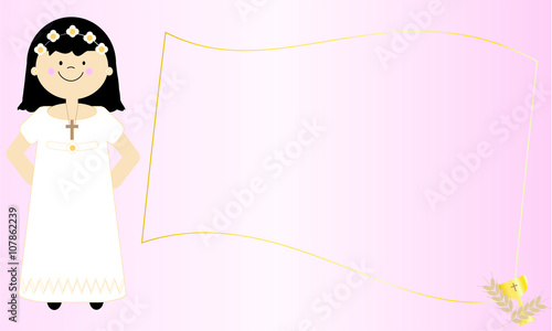 Card girl communion dress