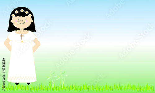 Card girl communion dress