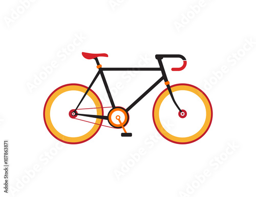 Retro bicycle on the white background