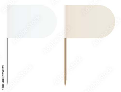 Two Flag Pins Rounded White/Beige