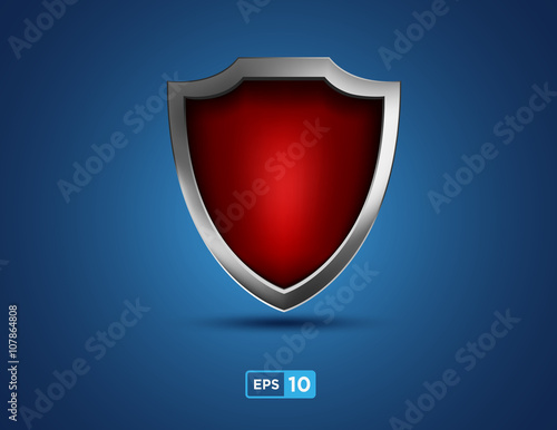 red shield on the blue background