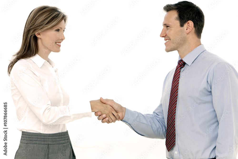 Businessman and businesswoman handshake Businessman and businesswoman handshake