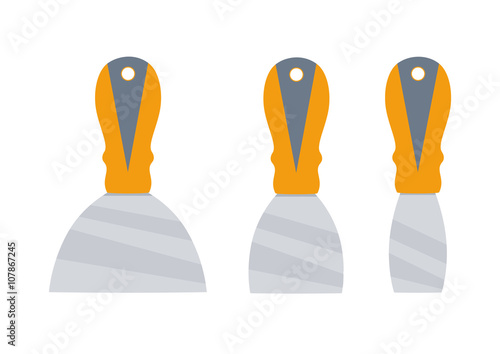 Putty knife set vector illustration.