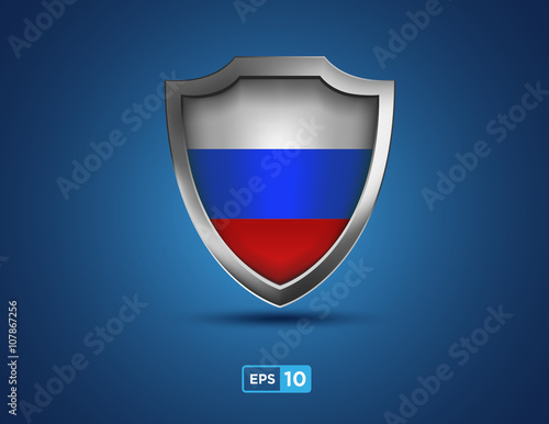 Russia shield on the blue background Free Download Russia shield on the blue background - GFXLoad