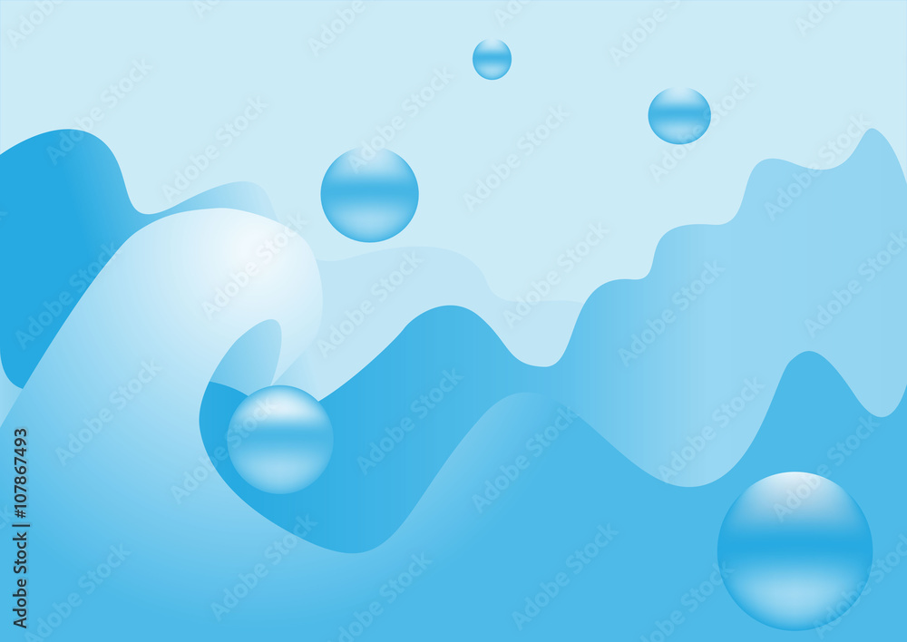 Голубой фон из волн и шаров Stock Vector | Adobe Stock
