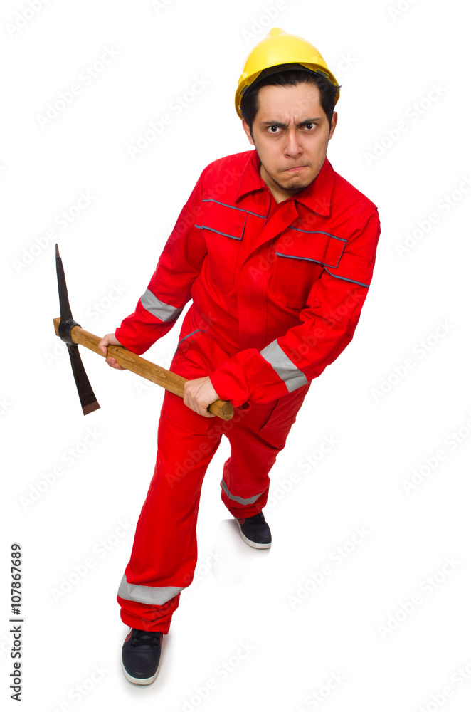 Man with axe isolated on white Man with axe isolated on white