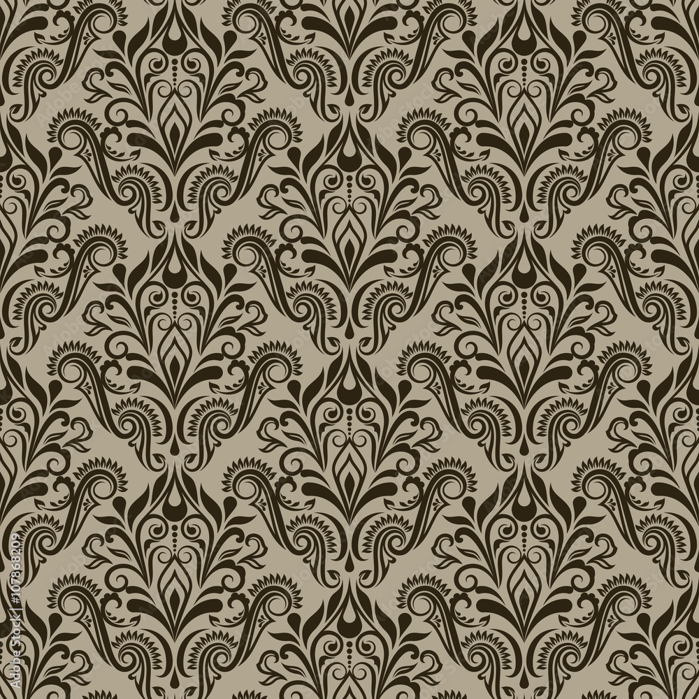 Seamless beige and brown wallpaper pattern.