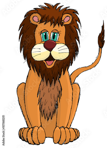 Cute sketchy cartoon lion