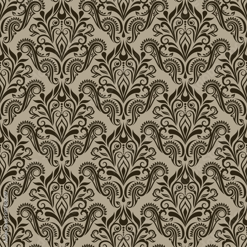 Seamless beige and brown wallpaper pattern. © More Images