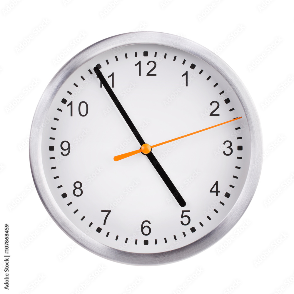 Office round clock shows almost five hours Office round clock shows almost five hours
