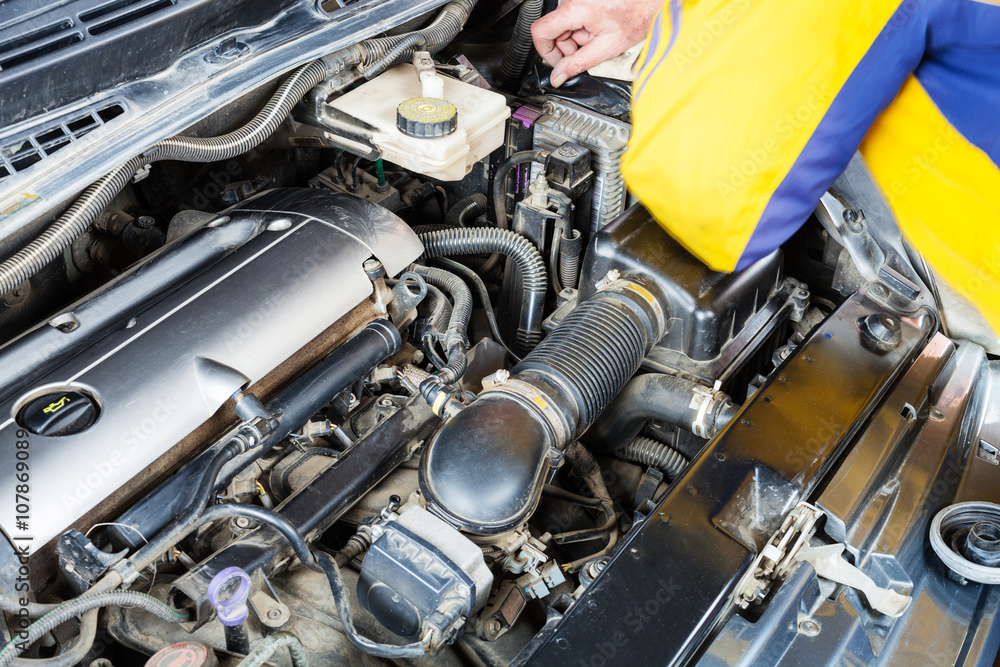 repair car engine close up