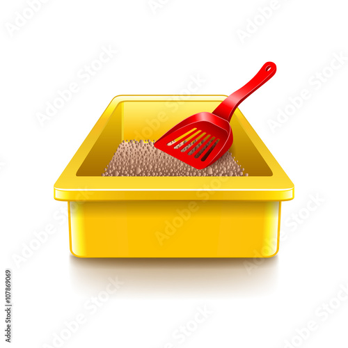 Cat litter tray isolated on white vector