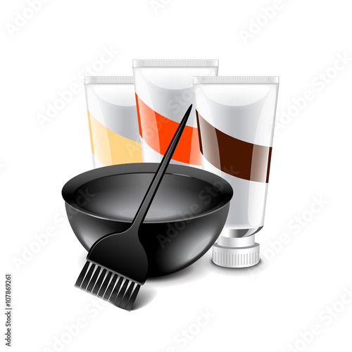 Hair dye tools isolated on white vector