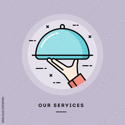 Our services, flat design thin line banner, usage for e-mail newsletters, web banners, headers, blog posts, print and more