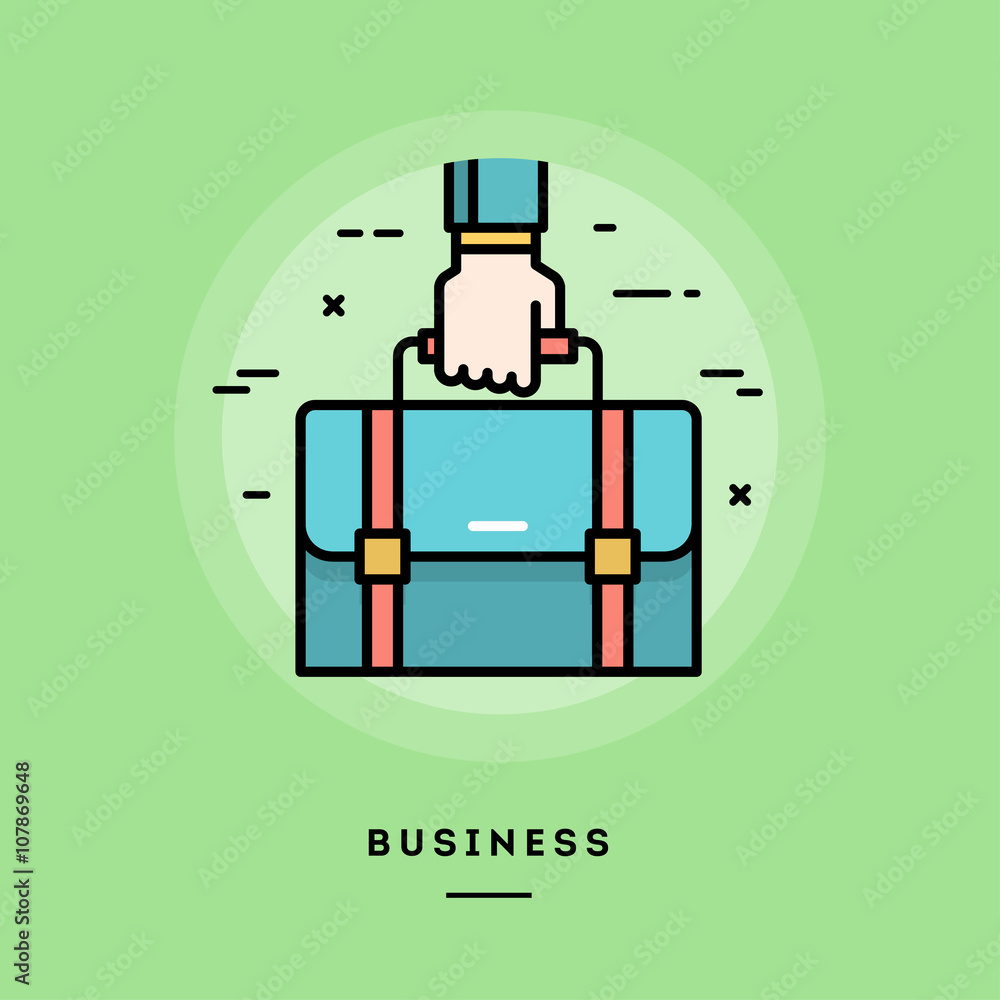 Hand holding a briefcase, flat design thin line banner, usage for e-mail newsletters, web banners, headers, blog posts, print and more Hand holding a briefcase, flat design thin line banner, usage for e-mail newsletters, web banners, headers, blog posts, print and more