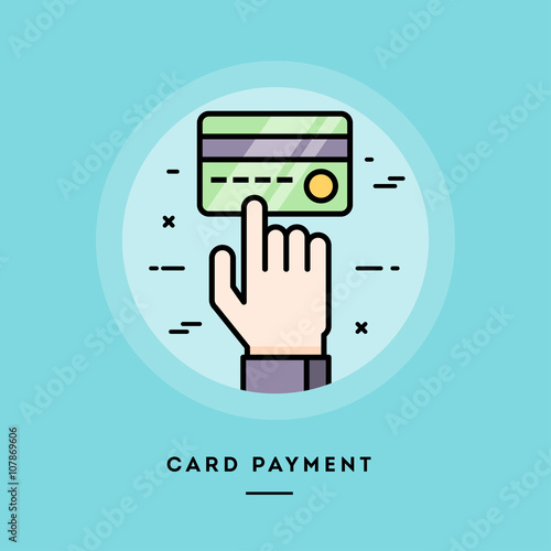 Card payment, flat design thin line banner, usage for e-mail newsletters, web banners, headers, blog posts, print and more