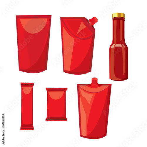 illustration. wrap, plastic, foil, packet, packaging. Hot sauce