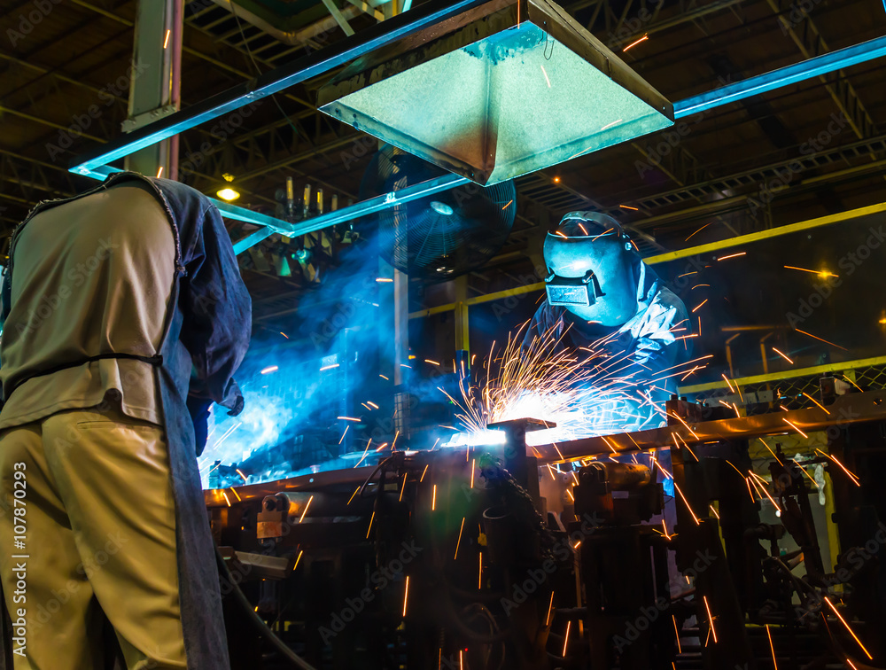 welder Industrial automotive part in factory welder Industrial automotive part in factory