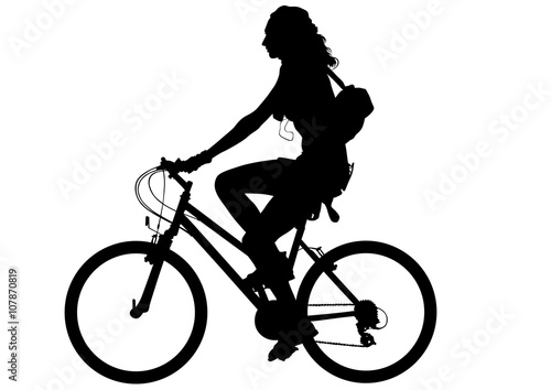 Sport woman whit bike on white background