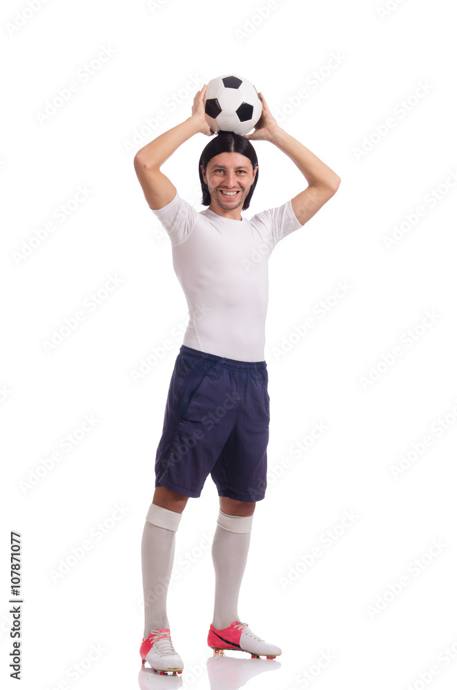 Young footballer isolated on the white Young footballer isolated on the white
