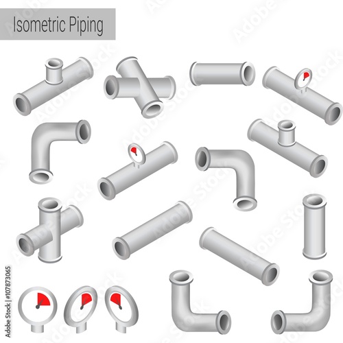 Vector 3d flat isometric illustration collection of detailed Construction Pieces