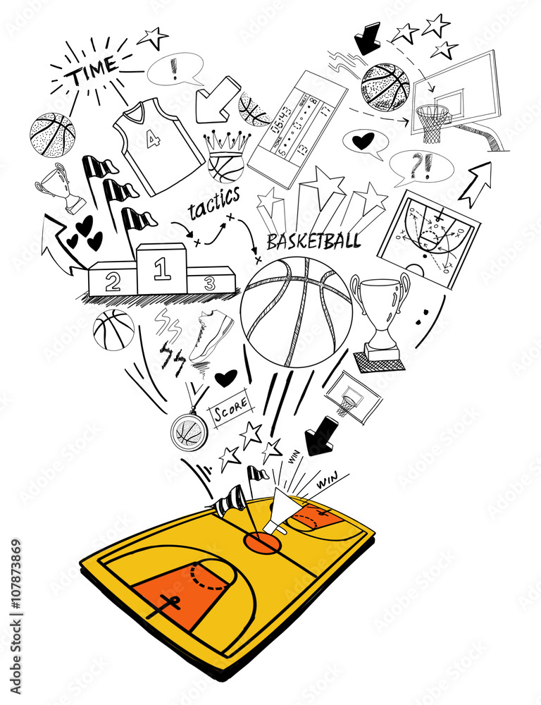 Obraz premium Basketball doodles-hand drawing