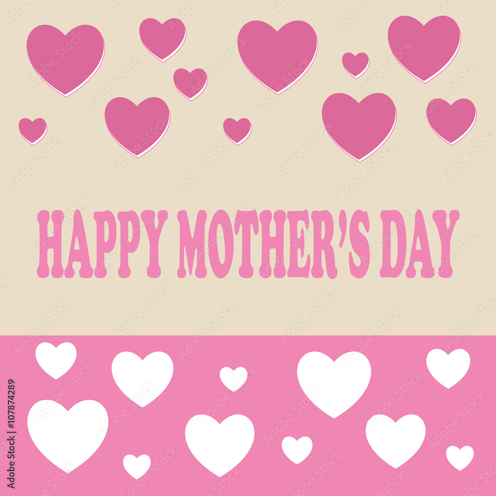 Happy Mothers Day. Festive Holiday typographical stylish vector illustration with hearts and an lettering postcard