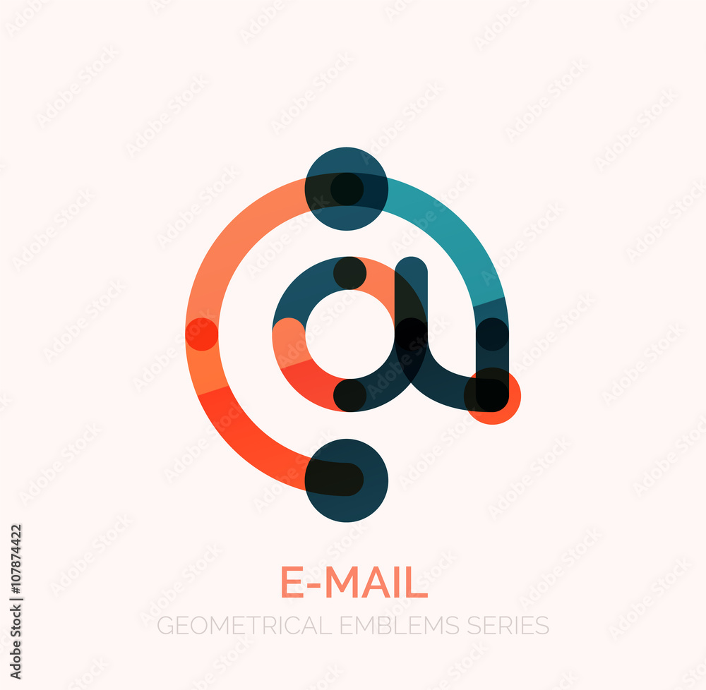 Vector email business symbol, or at sign logo. Linear minimalistic flat icon design