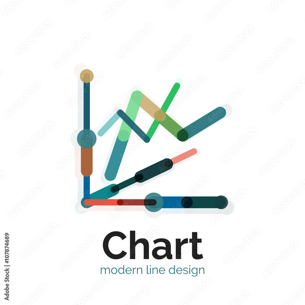 Thin line chart logo design. Graph icon modern colorful flat style Thin line chart logo design. Graph icon modern colorful flat style