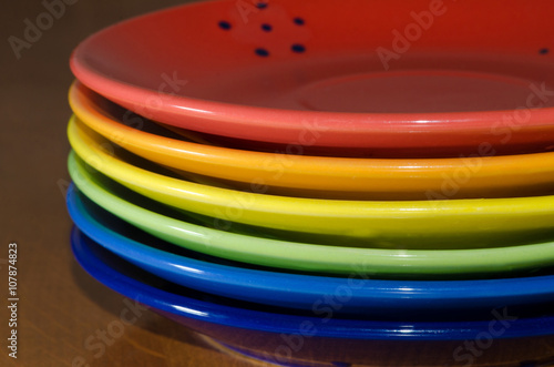 dining rainbow / Dish of the rainbow colors on the table