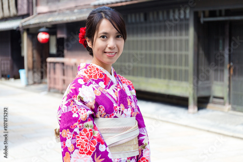 Woman wearing traditional kimono in Japan