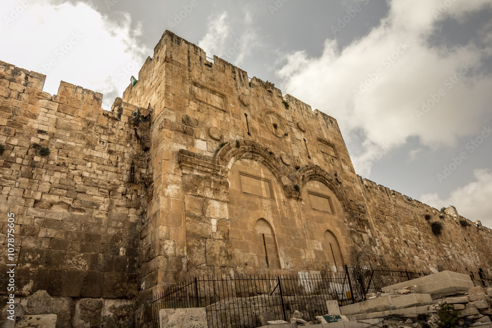 The Golden Gate is the eastern gate of the Temple Mount in Jerusalem, Israel