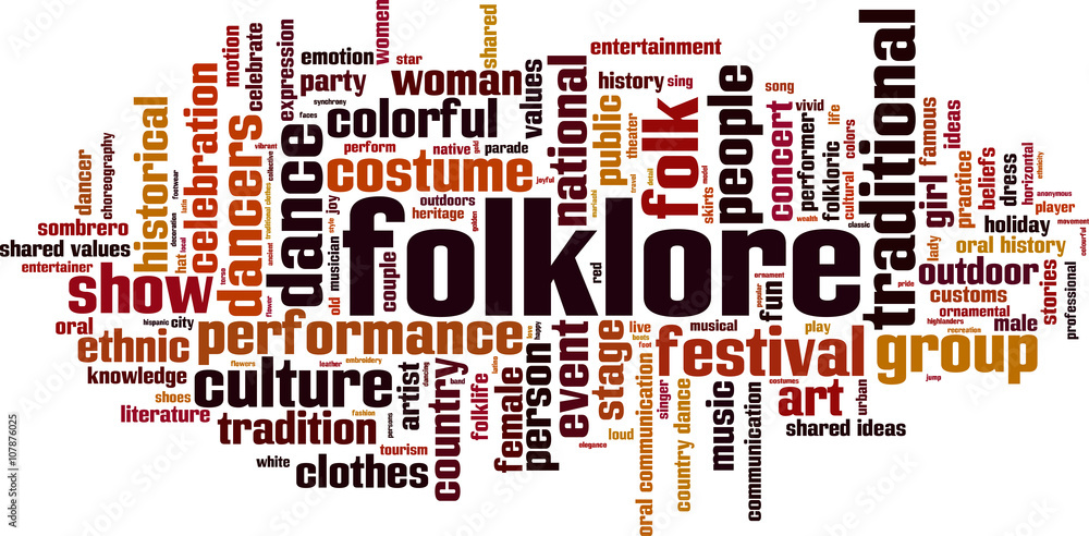 Folklore word cloud concept. Vector illustration Folklore word cloud concept. Vector illustration