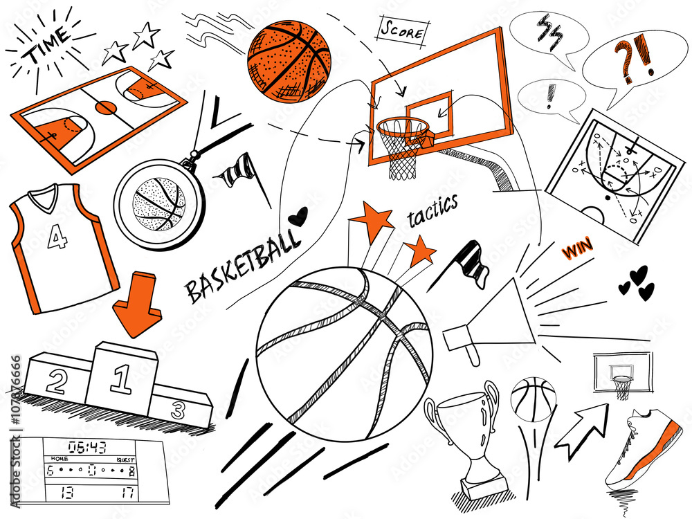 Basketball doodles-hand drawing Stock-Illustration | Adobe Stock