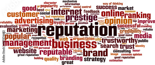 Reputation word cloud concept. Vector illustration