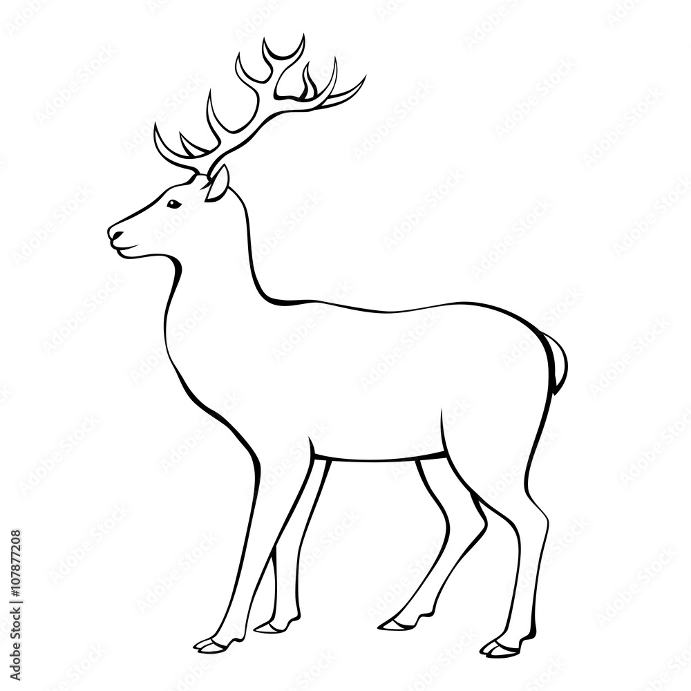 Deer horns animal black white isolated illustration vector 