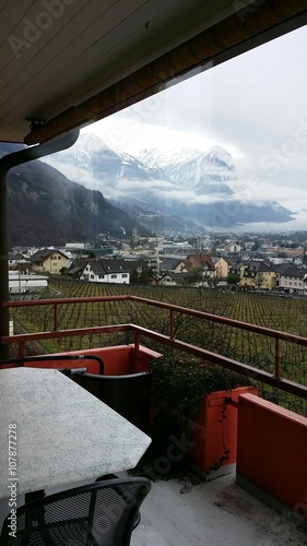 Mountains viewed from balcony in Liechtenstein