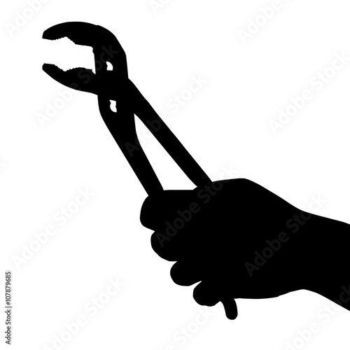 Silhouette of hand is holding pliers