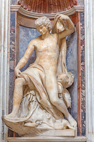 Rome - The prophet Jonah marble statue by Lorenzetto (1522) in The Chigi chapel in church Basilica di Santa Maria del Popolo.