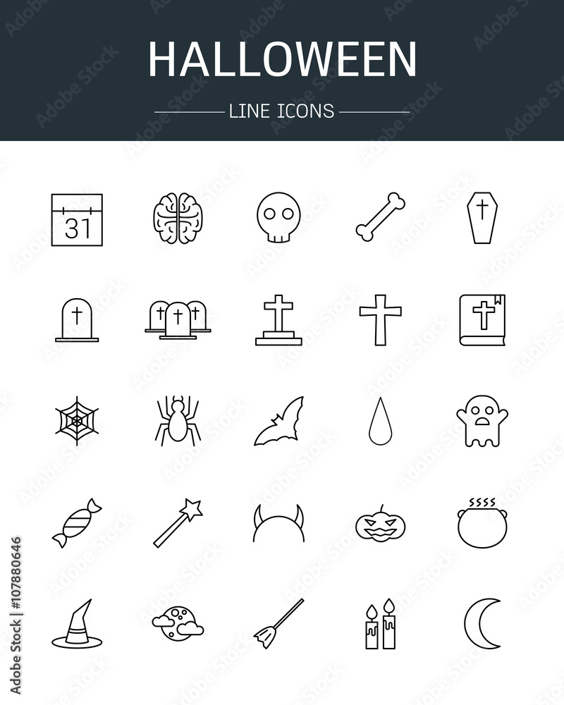 vector Halloween icons line style vector Halloween icons line style