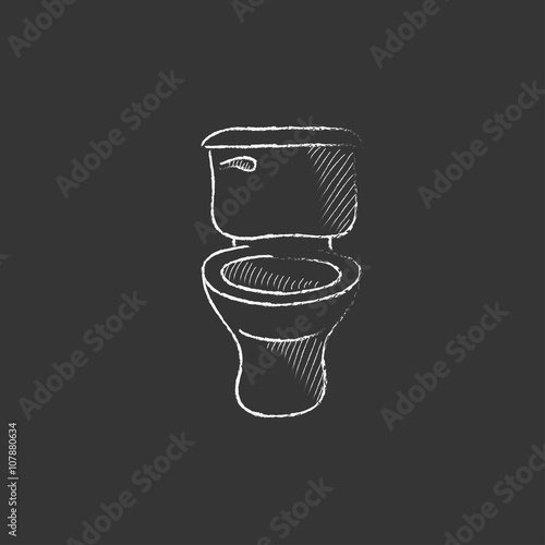 Lavatory bowl. Drawn in chalk icon.