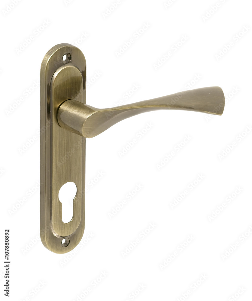 Door handle of bronze on a white background side view Door handle of bronze on a white background side view