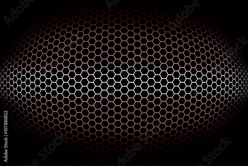 Abstract, cylindrical red background with octagonal grid