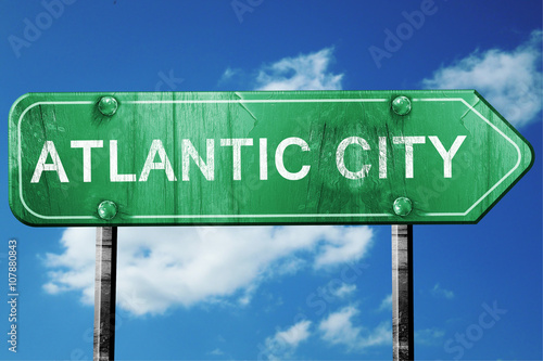 Obraz na płótnie atlantic city road sign , worn and damaged look w salonie