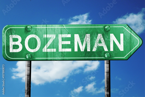 bozeman road sign , worn and damaged look photo