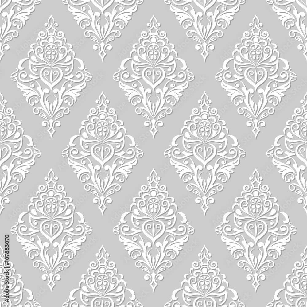 Seamless white and grey floral vintage vector wallpaper pattern. Stock  Vector | Adobe Stock